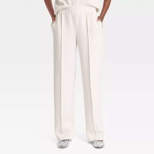 a new day Cream Elastic Waist Wide-Leg Pants